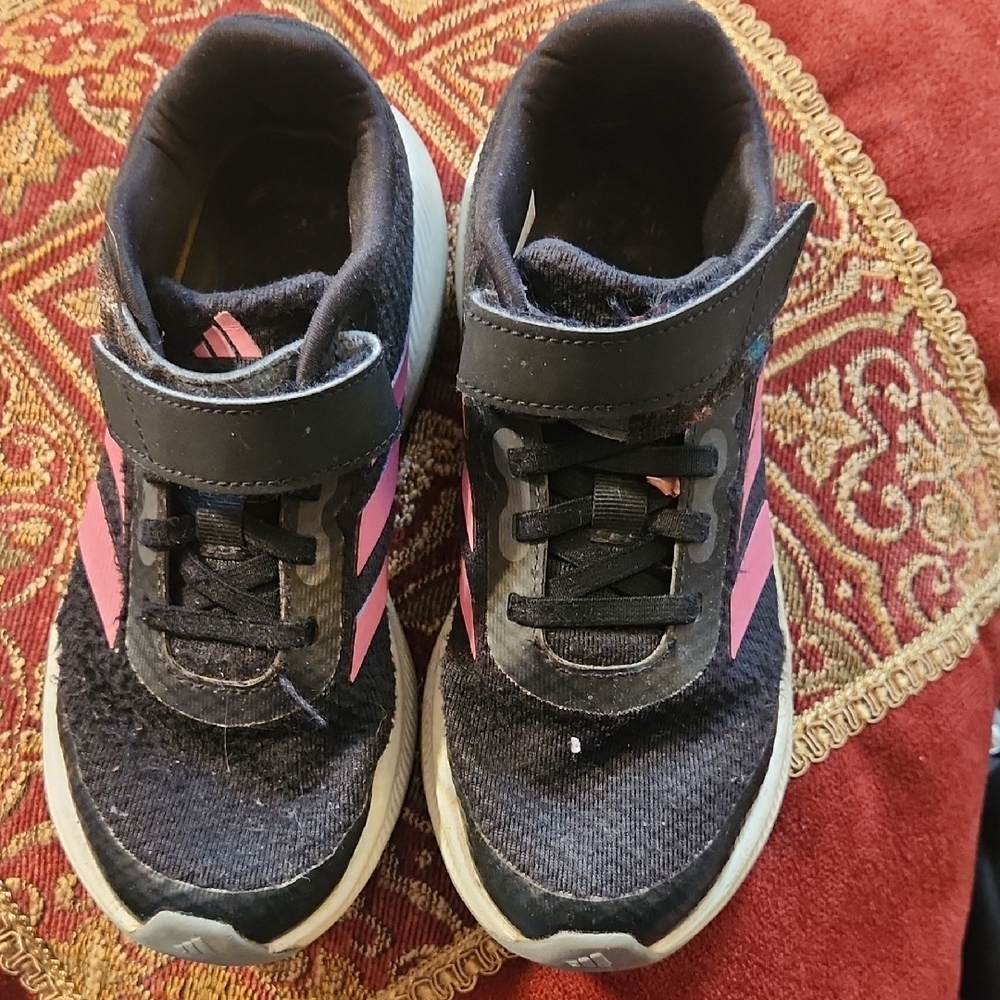 Adidas Black and Pink Sneakers with Velcro Strap